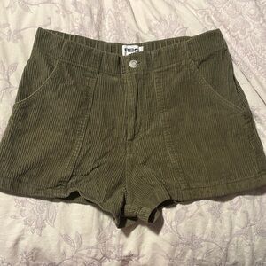 NWOT RSQ High Waist Ribbed Olive Corduroy Shorts